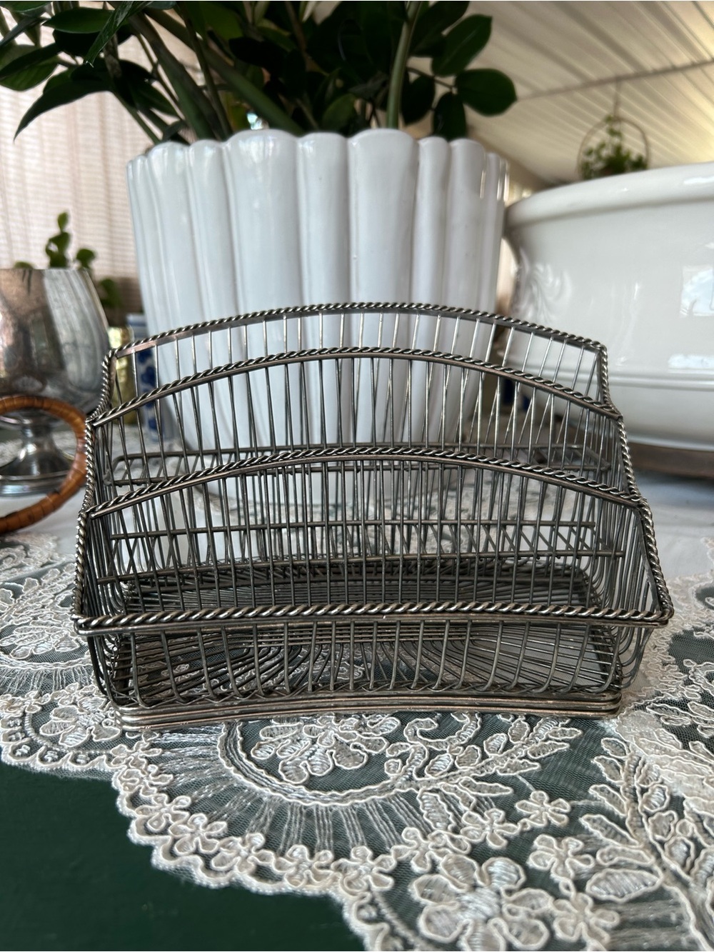 Vintage SILVER plated Letter Holder